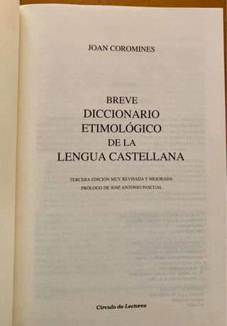 Breve diccionario etimológico. Coromines