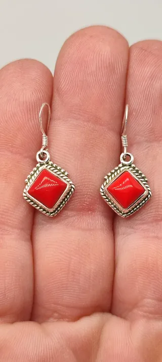 Pendientes de Plata y Coral.