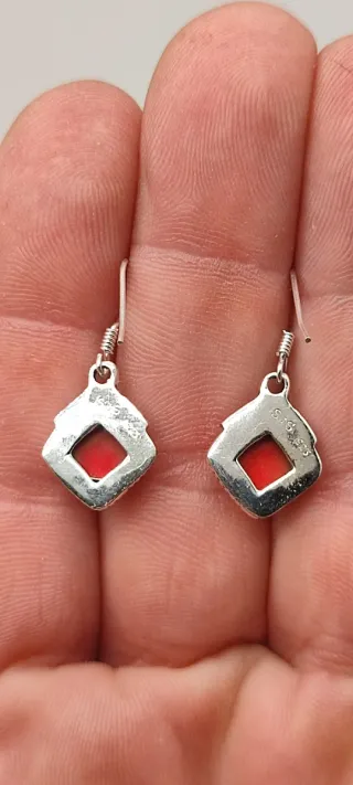 Pendientes de Plata y Coral.
