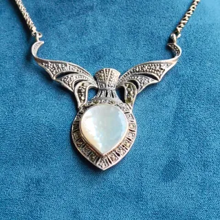 Collar plata de ley envejecida nacar