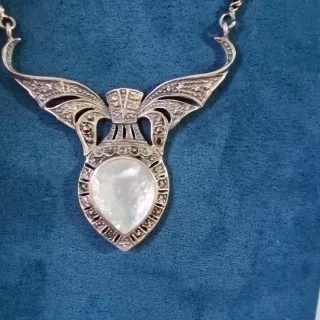 Collar plata de ley envejecida nacar