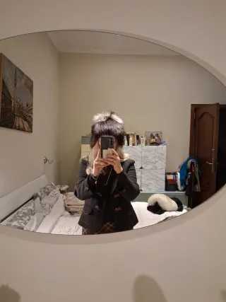 Set cappello + collo pelliccia volpe argentata