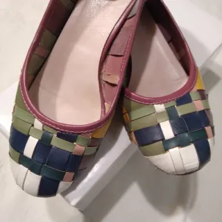 Scarpe donna in pelle intrecciata