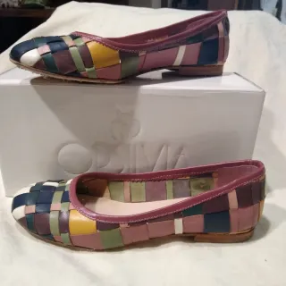 Scarpe donna in pelle intrecciata