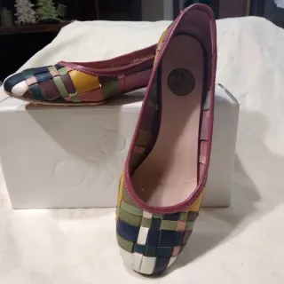 Scarpe donna in pelle intrecciata