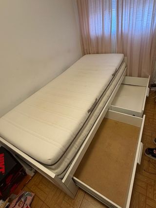 Cama nido de madera y tela 90x190