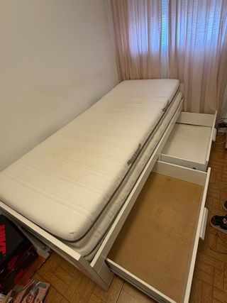 Cama nido de madera y tela 90x190