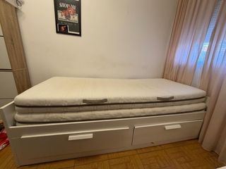 Cama nido de madera y tela 90x190