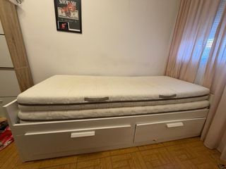 Cama nido de madera y tela 90x190