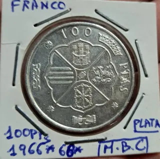 Moneda 100 Ptas 1966 *68*,Franco Plata