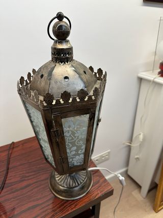 Lámpara Farol Metal y Cristal