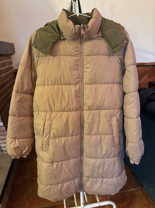 Plumas reversible beige y verde