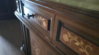 Mueble Recibidor Caoba y Mármol