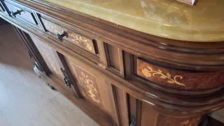 Mueble Recibidor Caoba y Mármol