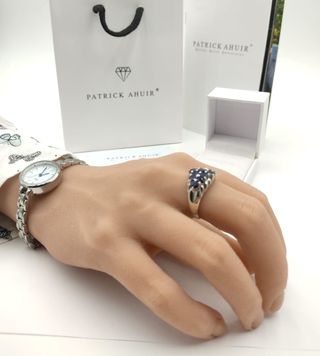 Anillo Plata Zafiro Azul Natural Mujer