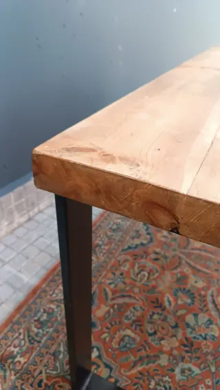 Mesa industrial madera maciza y metal