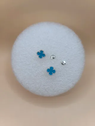 Pendientes Plata 925 Trébol Multicolor