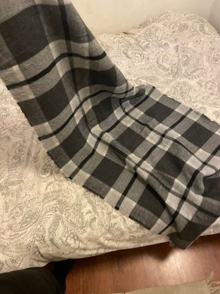 Bufanda Zara XL cuadros gris y negro