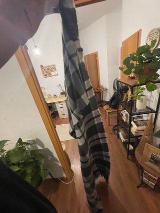 Bufanda Zara XL cuadros gris y negro