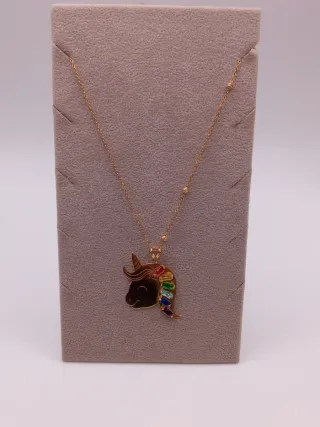 Colgante Unicornio 18k con Circonitas Multicolor
