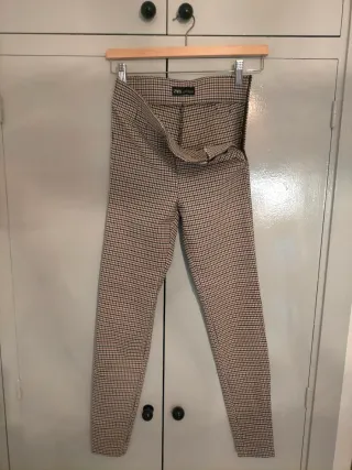 Pantalones Zara Cuadros Beige y Marrón