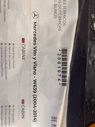 Aislantes termicos Furgo Mercedes Viano-Vito