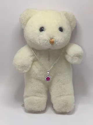 Collar Plata 925 Flor Roja