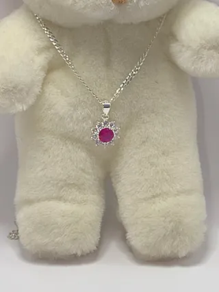 Collar Plata 925 Flor Roja