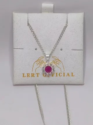 Collar Plata 925 Flor Roja