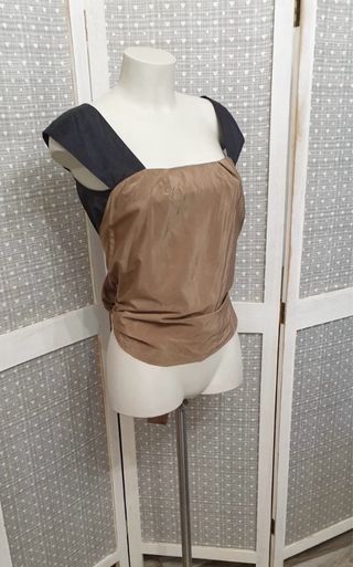 Max Mara Blusa Seta e Cotone Marrone Nero