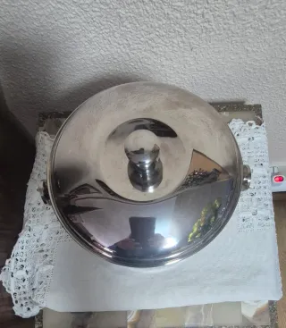 Cubitera de alpaca y pinza para hielo