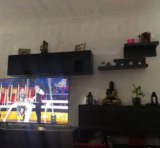 Mueble de salón modular gris y negro