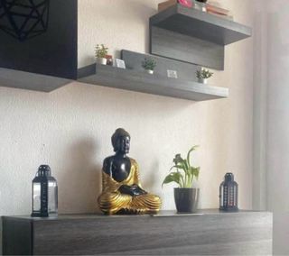 Mueble de salón modular gris y negro