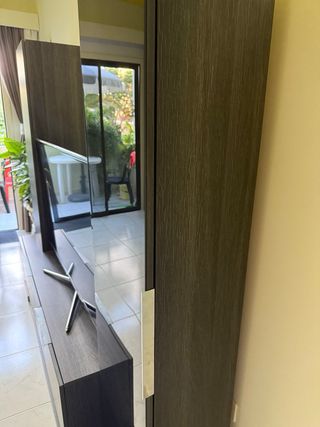 Mueble de salón modular gris y negro