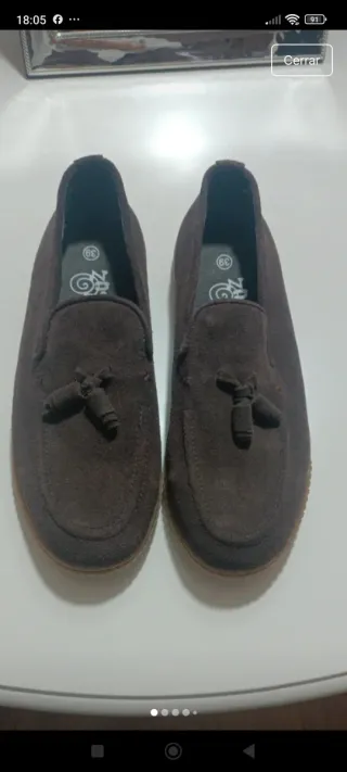 Mocasines serraje marrón talla 39 en piel