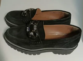 Mocasines negros cuero mujer 36.5