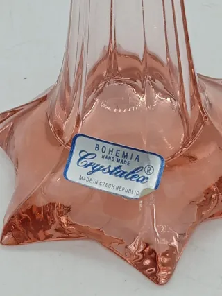 Vaso mono fiore cristallo Bohemia rosato