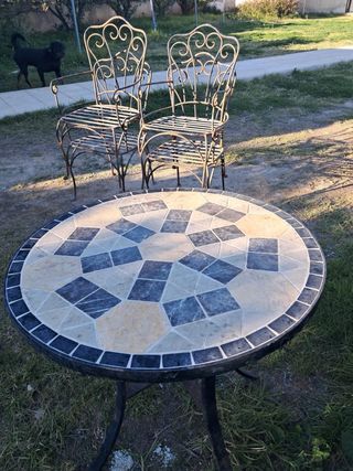 Mesa y 4 Sillas Hierro Macizo