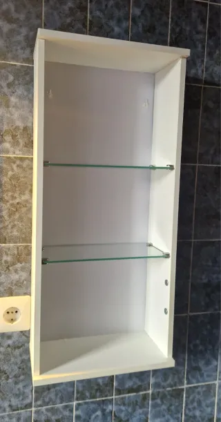 Estantería/armario baño blanco y madera