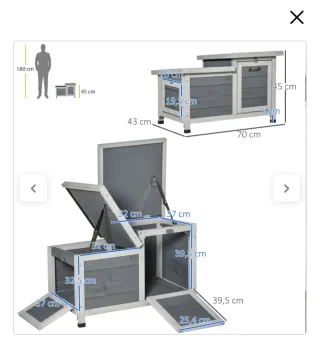 Casita exterior para conejo de madera