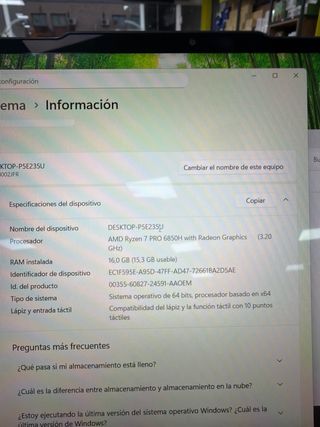 Portátil Lenovo Z13 R7-6850h 16/512 Pantalla tácti