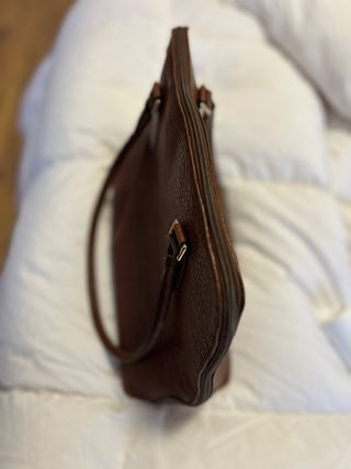 Bolso vintage piel marrón asas