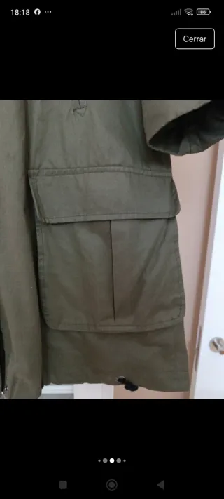 Gabardina verde militar forrada Talla XS
