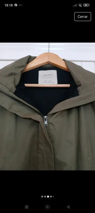 Gabardina verde militar forrada Talla XS