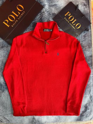 Polo Ralph Lauren Sudadera Roja Media Cremallera