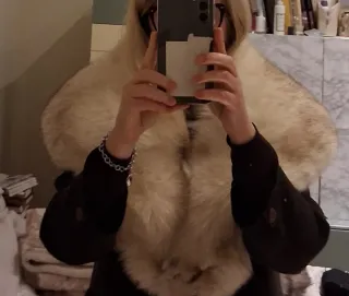 Collo pelliccia vintage beige/grigio