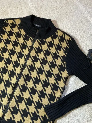 Jersey cremallera retro houndstooth