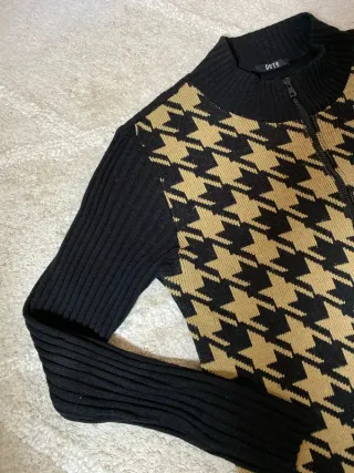 Jersey cremallera retro houndstooth