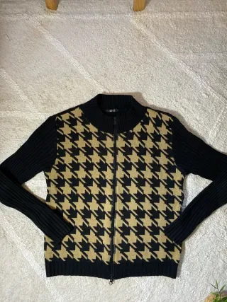 Jersey cremallera retro houndstooth