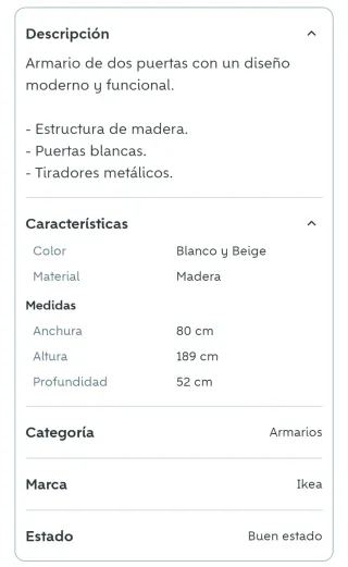 Armario Ikea Madera y Blanco